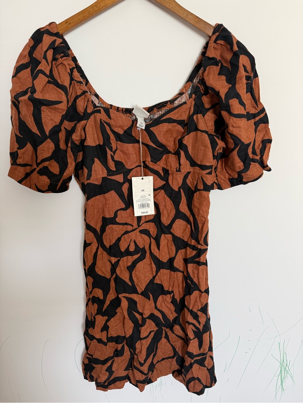 a new day Brown & Black Puff Sleeve Mini Dress